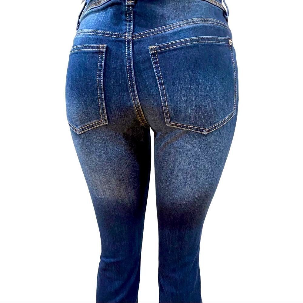 Mid Rise Dark Denim Skinny Cropped Jeans NEW - Picture 2 of 5